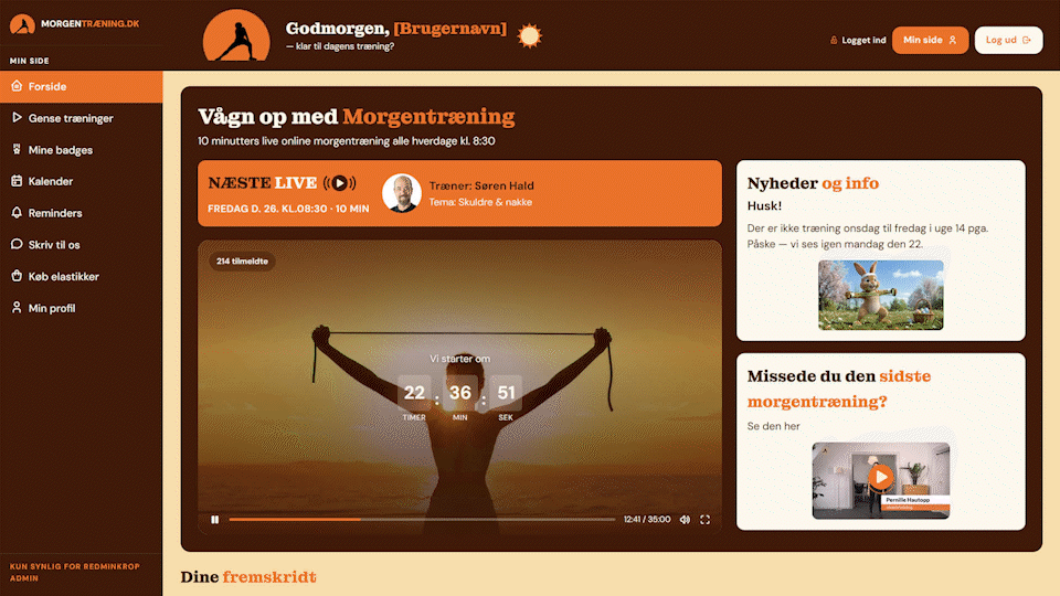 Medarbejdernes tilpassede min-side dashboard i eget brand